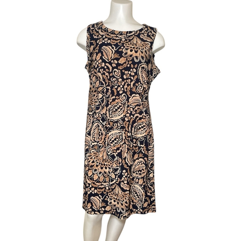 Tommy Hilfiger Navy and Tan Floral Print Dress sz 6